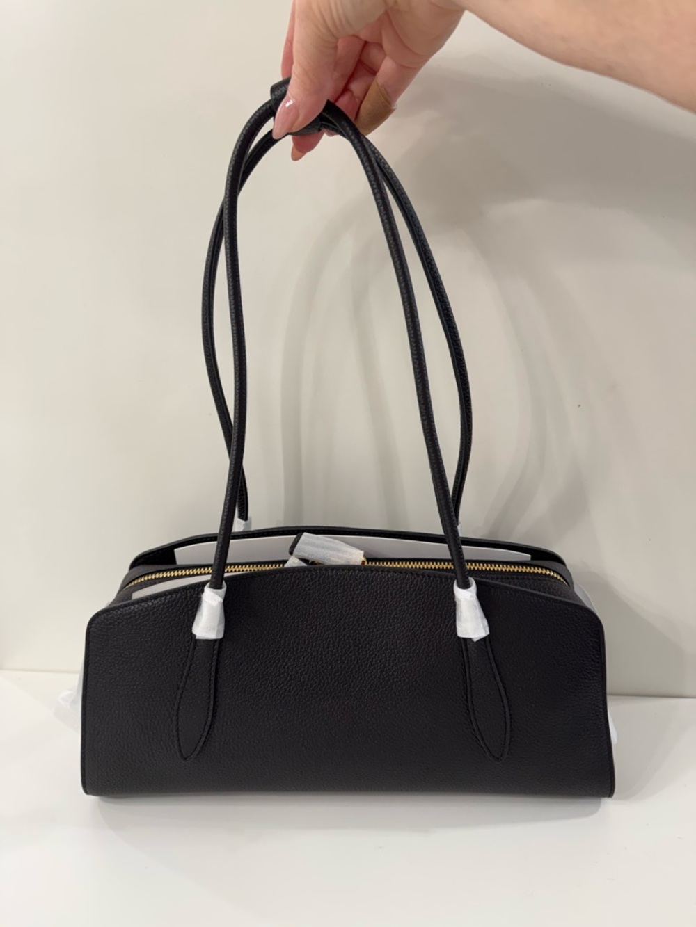 Parisa Wang NWT - Gabrielle East-West Black Pebbled Leather Shoulder Bag